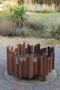 Magma fire pit from side. Each Magma artisan contemporary firepit ordered is unique, bespoke sizes available.