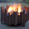 Magma fire pit with fire. Each Magma artisan contemporary firepit ordered is unique, bespoke sizes available see gallery