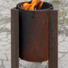 Tufa fire pit UK with swirling flames modern contemporary steel unusual sculptural see gallery