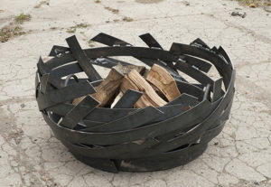 ERTA modern fire pit in woven steel, each one is a unique work of art. Made in Britain