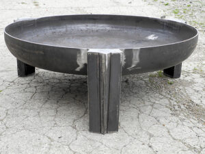 A thick long lasting fire pit, made in the UK, side view