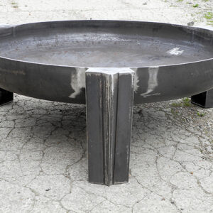 A thick long lasting fire pit, made in the UK, side view